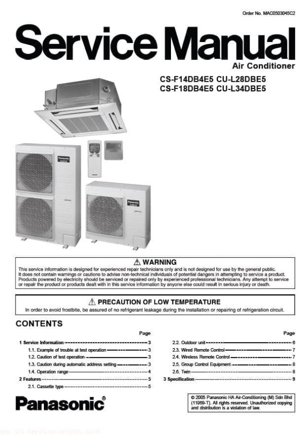 CS-F14DB4E5, CS-F18DB4E5, CU-L28DBE5, CU-L34DBE5